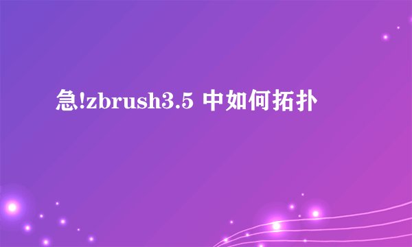 急!zbrush3.5 中如何拓扑