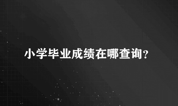 小学毕业成绩在哪查询？