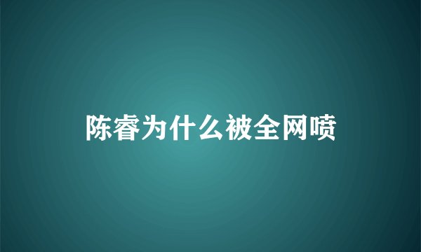 陈睿为什么被全网喷