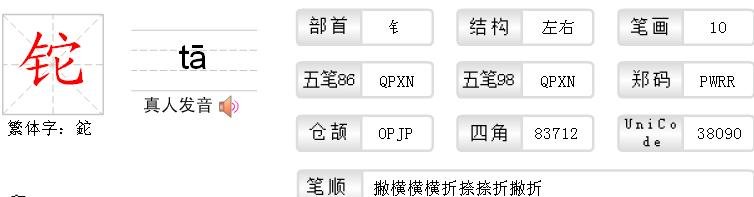 一个金旁一个它字读什么