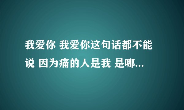 我爱你 我爱你这句话都不能说 因为痛的人是我 是哪首韩文歌的歌词？松药店的儿子们第42集6分钟时插曲！~