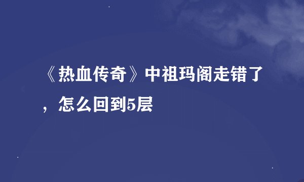 《热血传奇》中祖玛阁走错了，怎么回到5层