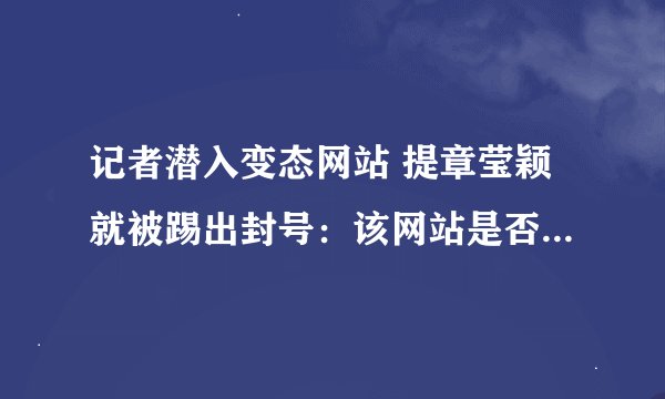 记者潜入变态网站 提章莹颖就被踢出封号：该网站是否与章莹颖案有关？