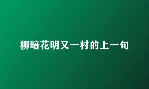 柳暗花明又一村的上一句
