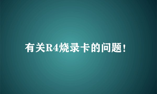 有关R4烧录卡的问题！