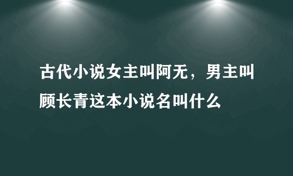 古代小说女主叫阿无，男主叫顾长青这本小说名叫什么