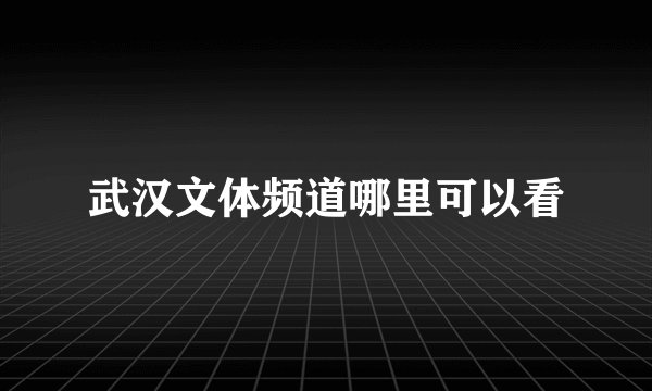 武汉文体频道哪里可以看