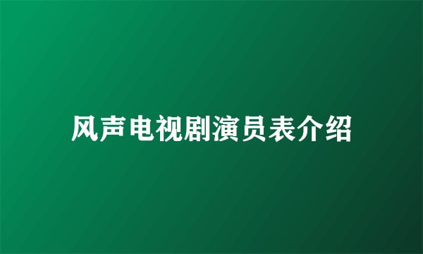 风声电视剧演员表介绍