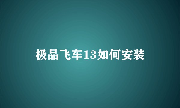 极品飞车13如何安装