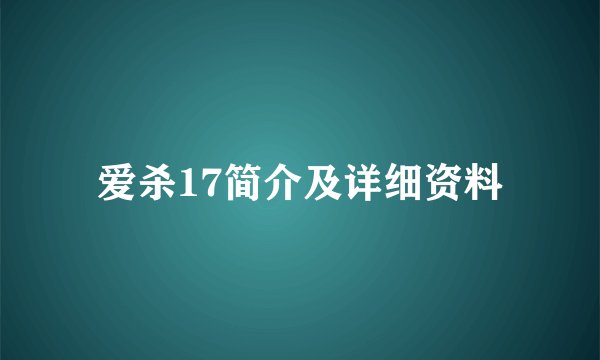 爱杀17简介及详细资料