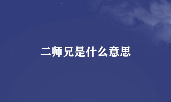 二师兄是什么意思