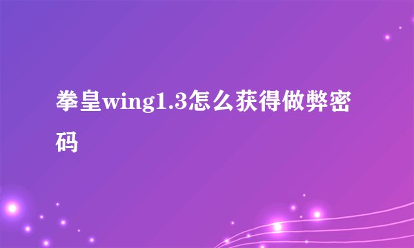 拳皇wing1.3怎么获得做弊密码