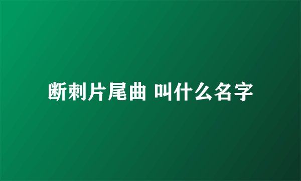 断刺片尾曲 叫什么名字