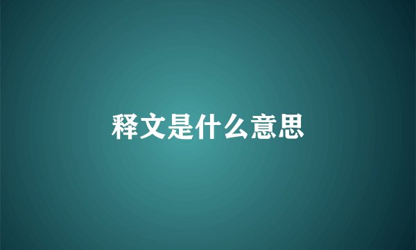 释文是什么意思