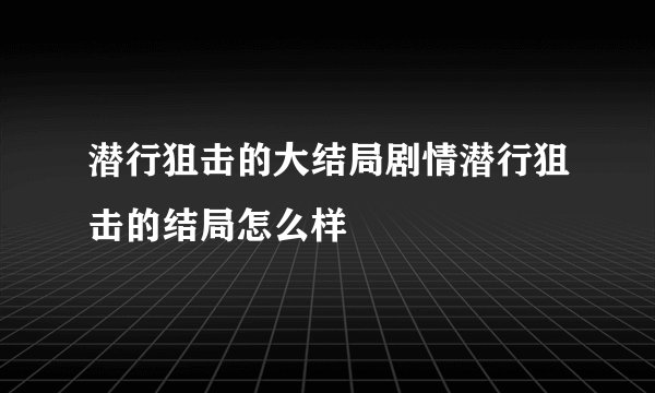 潜行狙击的大结局剧情潜行狙击的结局怎么样