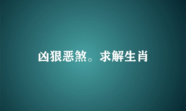 凶狠恶煞。求解生肖