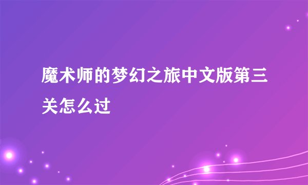 魔术师的梦幻之旅中文版第三关怎么过
