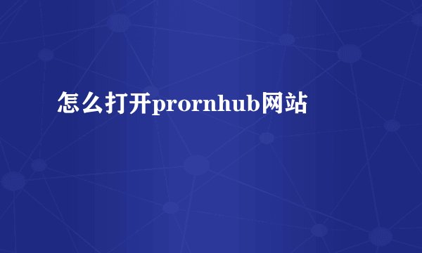 怎么打开prornhub网站
