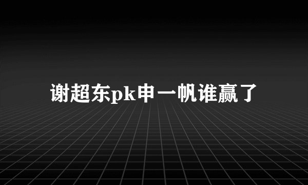 谢超东pk申一帆谁赢了