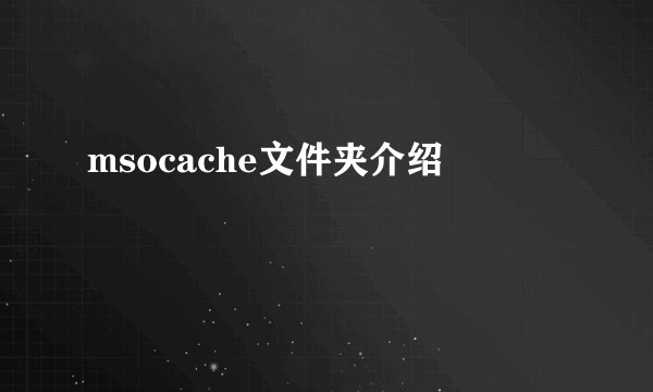 msocache文件夹介绍