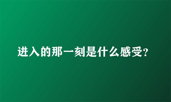进入的那一刻是什么感受？