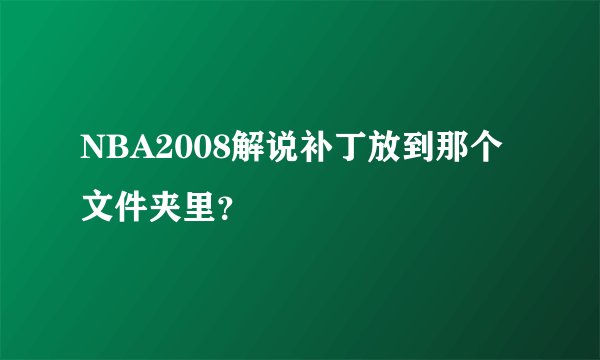NBA2008解说补丁放到那个文件夹里？