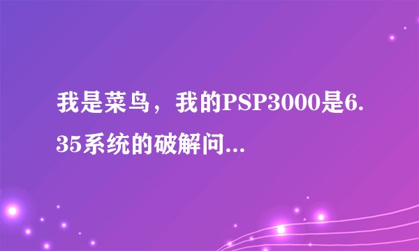 我是菜鸟，我的PSP3000是6.35系统的破解问题。PSP里面有一个文件是635 HEN by Coldbird & VF不知道是干嘛