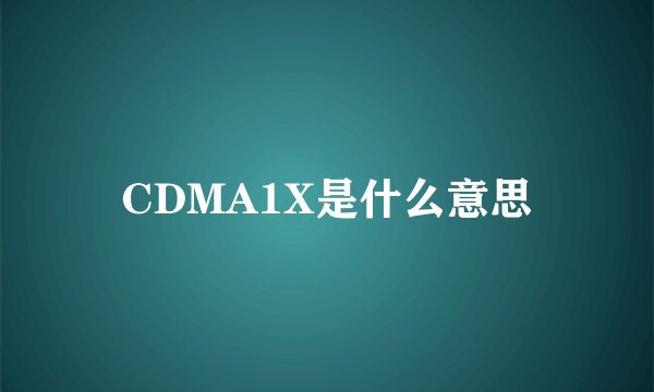 CDMA1X是什么意思