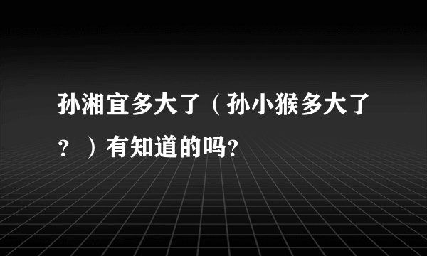 孙湘宜多大了（孙小猴多大了？）有知道的吗？