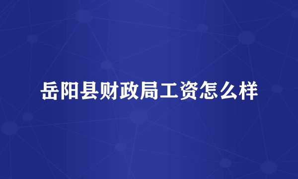 岳阳县财政局工资怎么样