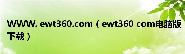 WWWewt360comewt360com电脑版下载