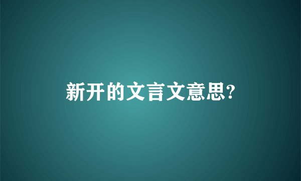 新开的文言文意思?