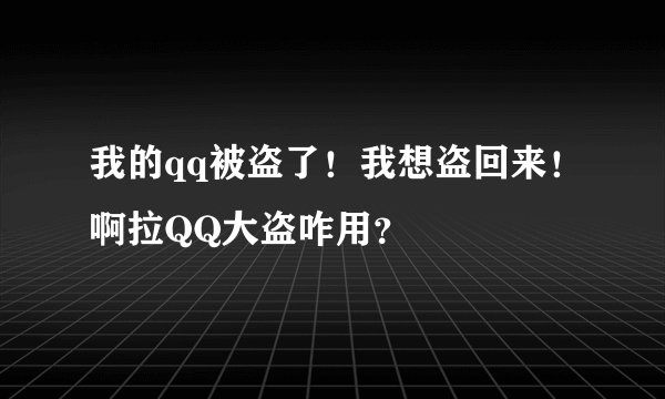 我的qq被盗了!我想盗回来!啊拉QQ大盗咋用?