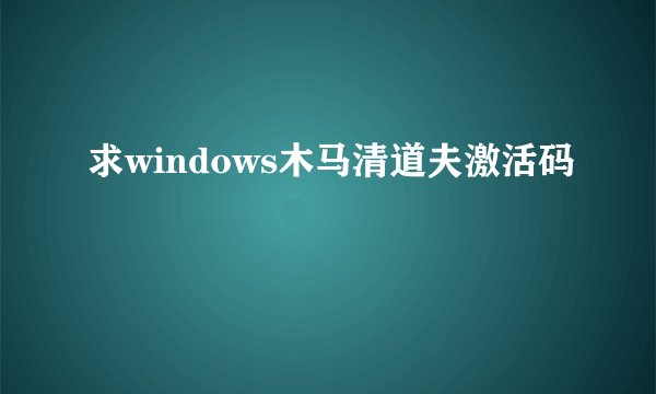 求windows木马清道夫激活码