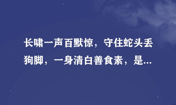 长啸一声百默惊，守住蛇头丢狗脚，一身清白善食素，是什么生肖