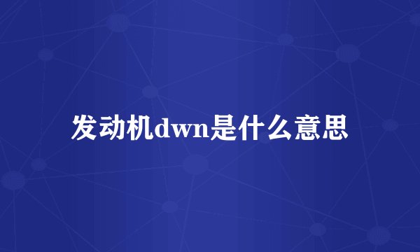 发动机dwn是什么意思