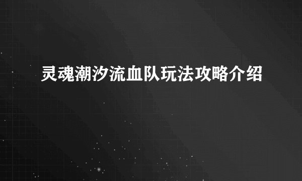 灵魂潮汐流血队玩法攻略介绍