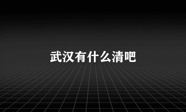 武汉有什么清吧