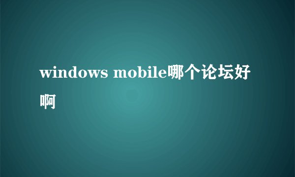 windows mobile哪个论坛好啊