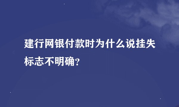 建行网银付款时为什么说挂失标志不明确？