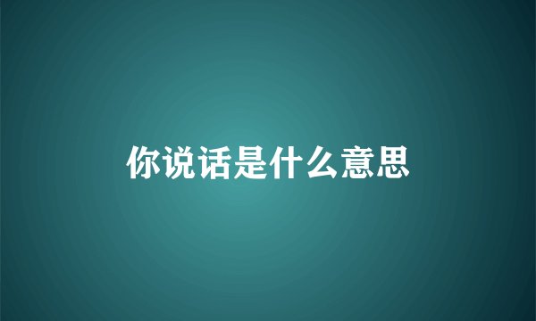 你说话是什么意思