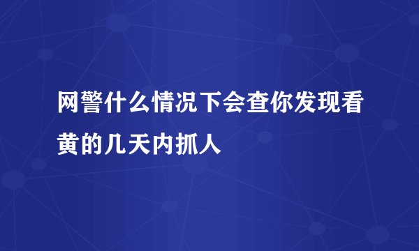 网警什么情况下会查你发现看黄的几天内抓人
