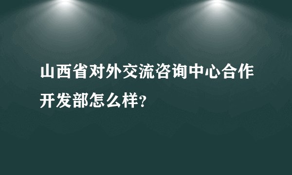 山西省对外交流咨询中心合作开发部怎么样？