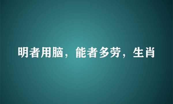 明者用脑，能者多劳，生肖