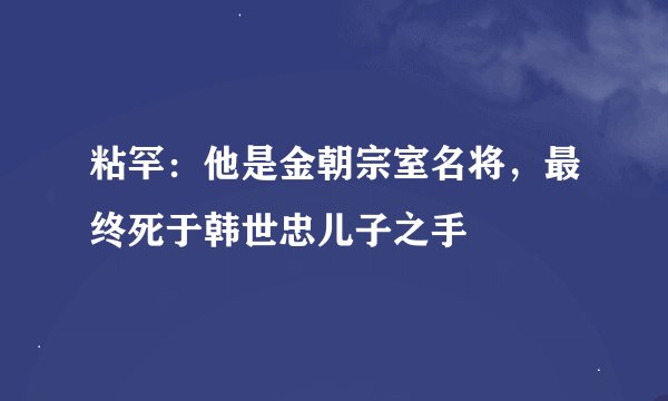 粘罕：他是金朝宗室名将，最终死于韩世忠儿子之手