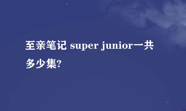 至亲笔记 super junior一共多少集?