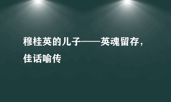 穆桂英的儿子——英魂留存，佳话喻传