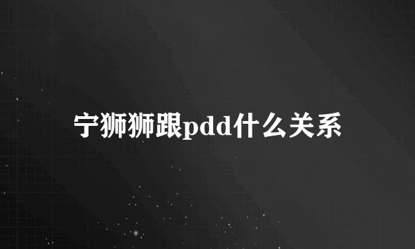 宁狮狮跟pdd什么关系
