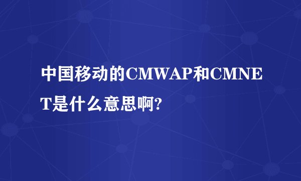 中国移动的CMWAP和CMNET是什么意思啊?