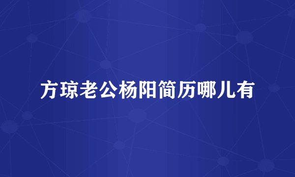 方琼老公杨阳简历哪儿有